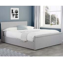 Stratus - Small Double - Sleigh Ottoman Bed - Grey - Fabric - 4ft - Happy Beds