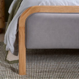 Liana - King-Size - Curved Headboard Bed - Grey/Oak - Fabric/Wood - 5ft - thumbnail 6