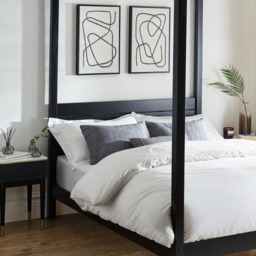 Roxanne - Double - Canopy Bed - Black - Wooden - 4ft6 - Happy Beds - thumbnail 3