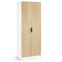 Alba – 2 Door Wardrobe – White and Oak – Lacquered MDF - Happy Beds - thumbnail 5