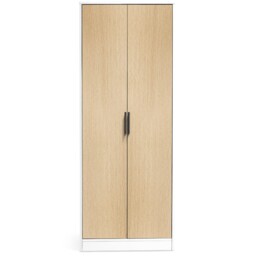 Alba – 2 Door Wardrobe – White and Oak – Lacquered MDF - Happy Beds - thumbnail 4