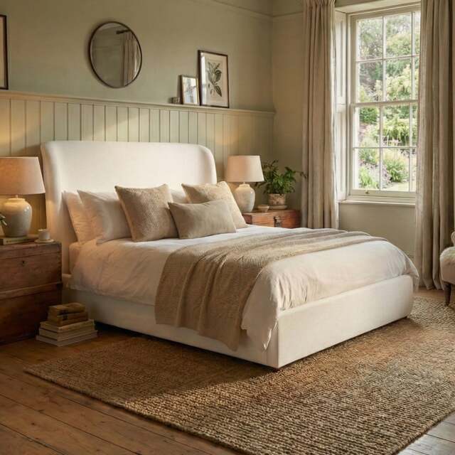 Lanis - Double - Ottoman Storage Bed - Cream - Linen Fabric - 4ft6 - image 1