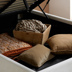 Lanis - Double - Ottoman Storage Bed - Cream - Linen Fabric - 4ft6 - thumbnail 6