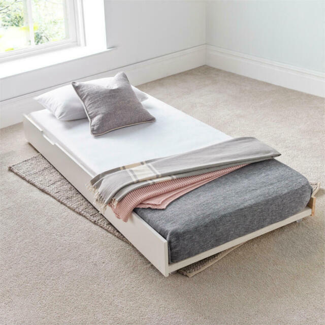 Tyler - Single - Trundle Guest Bed Only - White - Wood - 3ft - Happy Beds - image 1