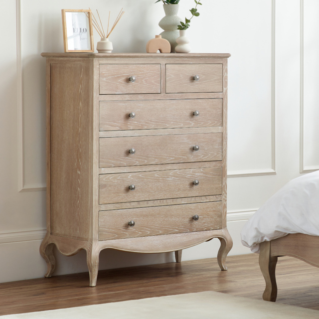 Camille - 4+2-Drawer Chest of Drawers - Oak - Wooden - Happy Beds - image 1