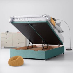 Double - Divan Bed - With Storage - Duck Egg Blue - Fabric - 4ft6 - Happy Beds - thumbnail 4