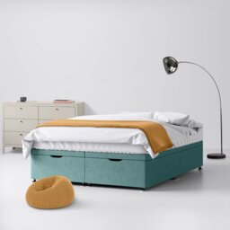Double - Divan Bed - With Storage - Duck Egg Blue - Fabric - 4ft6 - Happy Beds - thumbnail 5