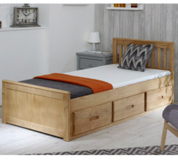 Mission - Double - Storage Bed - Drawers - Waxed Pine - Wooden - 4ft6 - Happy Beds - thumbnail 4