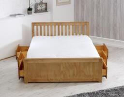 Mission - Double - Storage Bed - Drawers - Waxed Pine - Wooden - 4ft6 - Happy Beds - thumbnail 8