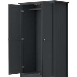 Maine - 2 Door Combination Wardrobe - Dark Grey - Wooden - Happy Beds - thumbnail 4