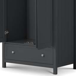Maine - 2 Door Combination Wardrobe - Dark Grey - Wooden - Happy Beds - thumbnail 5