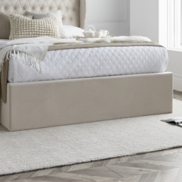 Warwick – Double – Ottoman Storage Bed – Oatmeal – Velvet – 4ft6 - Happy Beds - thumbnail 7