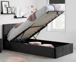 Berlin - Single - Ottoman Storage Bed - Black - Crushed Velvet - Single - Happy Beds - thumbnail 2