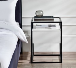 Universal - 1 Drawer Bedside Table - White/Black - Wooden/Metal - thumbnail 2