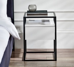 Universal - 1 Drawer Bedside Table - White/Black - Wooden/Metal - thumbnail 4