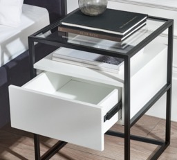 Universal - 1 Drawer Bedside Table - White/Black - Wooden/Metal - thumbnail 6