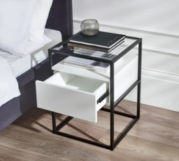 Universal - 1 Drawer Bedside Table - White/Black - Wooden/Metal - thumbnail 3