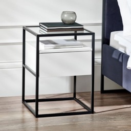 Universal - 1 Drawer Bedside Table - White/Black - Wooden/Metal - thumbnail 1
