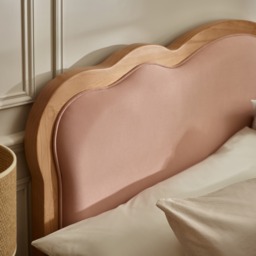 Evelyn - Double - Low Foot-end Bed - Pink/Oak - Fabric/Wood - 4ft6 - thumbnail 4