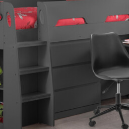 Jupiter - Single - Kids Mid Sleeper Bed - Cabin Bed - Desk and Storage - Dark Grey - 3ft - Happy Beds - thumbnail 7