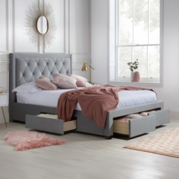 Woodbury - Super King Size - 4-Drawer Storage Bed - Grey - Velvet - 6ft - Happy Beds - thumbnail 1