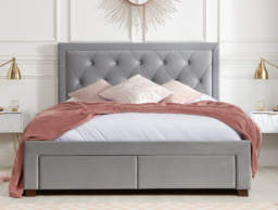 Woodbury - Super King Size - 4-Drawer Storage Bed - Grey - Velvet - 6ft - Happy Beds - thumbnail 6