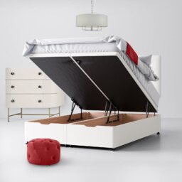 King Size - Divan Bed and Cornell Buttoned Headboard - White - Fabric - 5ft - Happy Beds - thumbnail 5