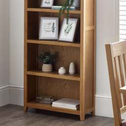 Mallory – Tall Bookcase with 5 Built-In Shelves – Oak – Wooden - thumbnail 3