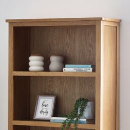 Mallory – Tall Bookcase with 5 Built-In Shelves – Oak – Wooden - thumbnail 2