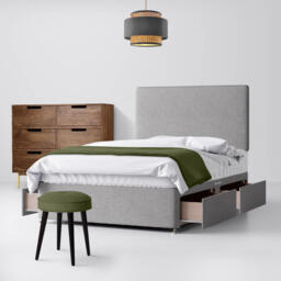 King Size - Divan Bed and Cornell Plain Headboard - Light Grey - Fabric - 5ft - Happy Beds - thumbnail 3