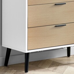 Alba – 4-Drawer Wide Chest of Drawers – White and Oak – Lacquered MDF - Happy Beds - thumbnail 4