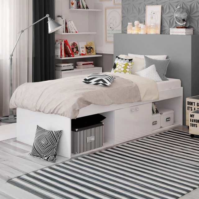 Arctic - Single - Kids Low Sleeper Storage Bed - White - Wood - 3ft - Happy Beds - image 1