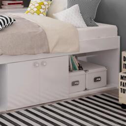 Arctic - Single - Kids Low Sleeper Storage Bed - White - Wood - 3ft - Happy Beds - thumbnail 2