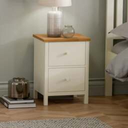 Coxmoor 2-Drawer Bedside Table - Oak - Wooden - Happy Beds - thumbnail 1