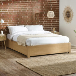 Westbrook – Double – Platform Ottoman Storage Bed – Oak – Wooden – 5ft - Happy Beds - thumbnail 1