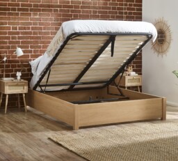 Westbrook – Double – Platform Ottoman Storage Bed – Oak – Wooden – 5ft - Happy Beds - thumbnail 2