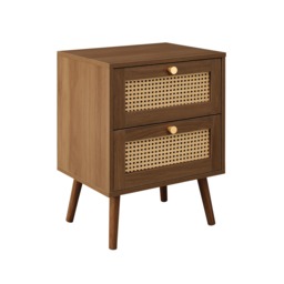 Croxley - 2 Drawer Bedside Table - Walnut - Rattan - Wooden - Happy Beds - thumbnail 7