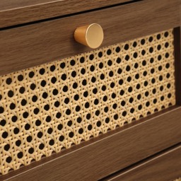 Croxley - 2 Drawer Bedside Table - Walnut - Rattan - Wooden - Happy Beds - thumbnail 3