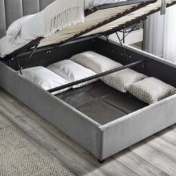 Taylor - Double - Winged Ottoman Storage Bed - Grey - Fabric - 4ft6 - thumbnail 5