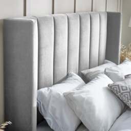 Taylor - Double - Winged Ottoman Storage Bed - Grey - Fabric - 4ft6 - thumbnail 4