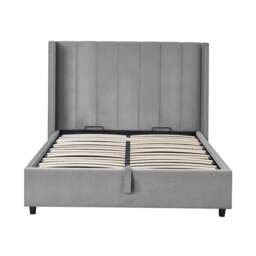 Taylor - Double - Winged Ottoman Storage Bed - Grey - Fabric - 4ft6 - thumbnail 8