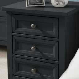 Maine - 3 Drawer Bedside Table - Dark Grey - Wooden - Happy Beds - thumbnail 2