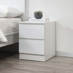 Oslo - 2 Drawer Bedside Table - White - Wooden - Happy Beds