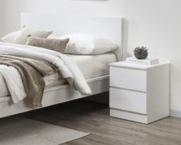 Oslo - 2 Drawer Bedside Table - White - Wooden - Happy Beds - thumbnail 3
