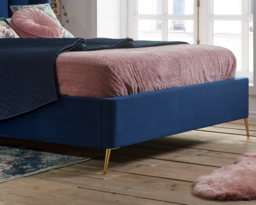 Lottie - King Size - Ottoman Bed Frame - Blue - Velvet - 5FT - Happy Beds - thumbnail 6