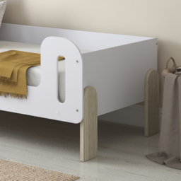 Lola - Single – Kids Bed with Side Rails – White/Pale Wood - Particleboard - 3ft - thumbnail 5