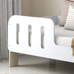 Lola - Single – Kids Bed with Side Rails – White/Pale Wood - Particleboard - 3ft - thumbnail 3