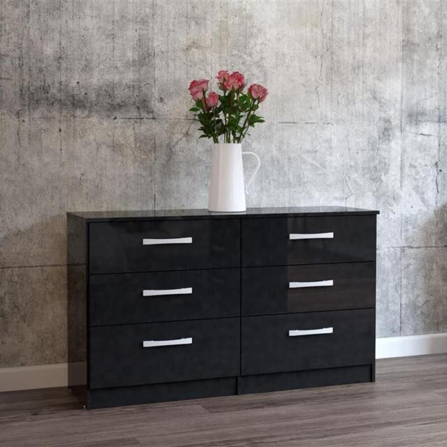 Lynx - 6 Drawer Chest - Black - Wooden - Happy Beds - image 1