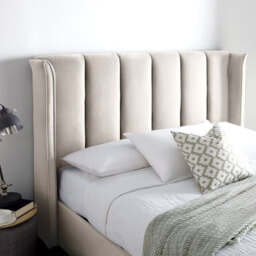 Aurora - Double Bed - Ottoman Storage - Neutral Stone - Velvet - 4ft6 - Happy Beds - thumbnail 6