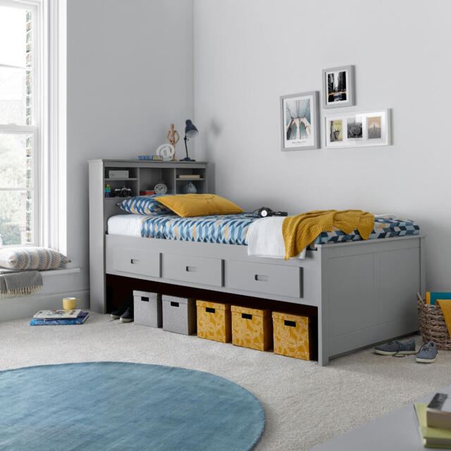 Veera - Single - Guest Day Bed - Grey - Wooden - 3ft - Happy Beds - image 1